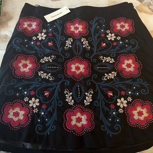 NWT Francesca Miami Floral Suede Skirt size L
